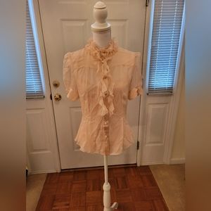 Diane Von Furstenberg Kailey Top Silk Ruffles NWT Powder Pink Beautiful Size 10